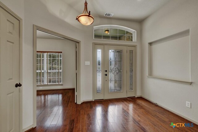 entrance foyer with dark wood-type flooring