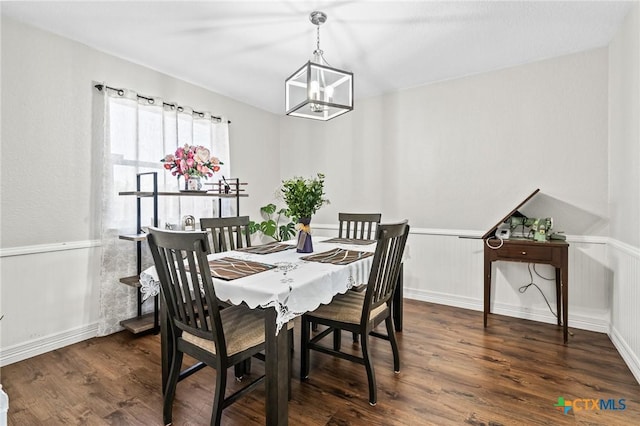 3801 Joshua Taylor Dr, Killeen, TX 76549 - dining room featuring dark wood finished floors, a chandelier, and baseboards