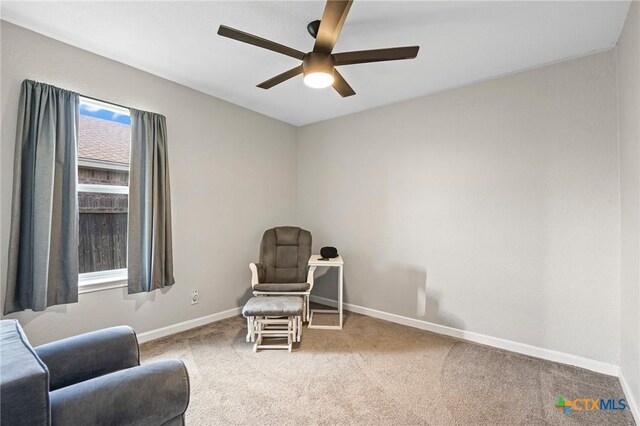 3801 Joshua Taylor Dr, Killeen, TX 76549 - living area featuring ceiling fan, baseboards, and carpet