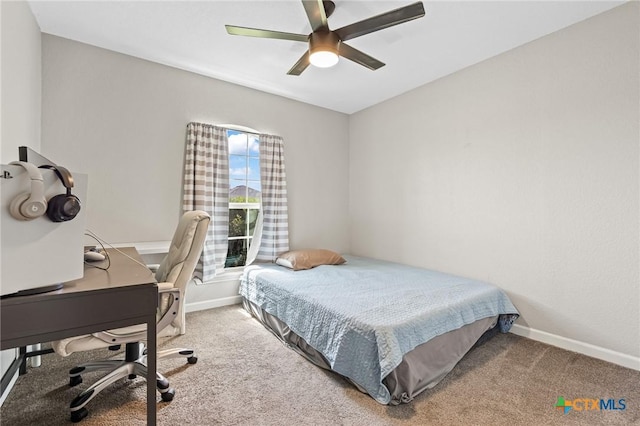 3801 Joshua Taylor Dr, Killeen, TX 76549 - bedroom with carpet floors, baseboards, ceiling fan, and an office area