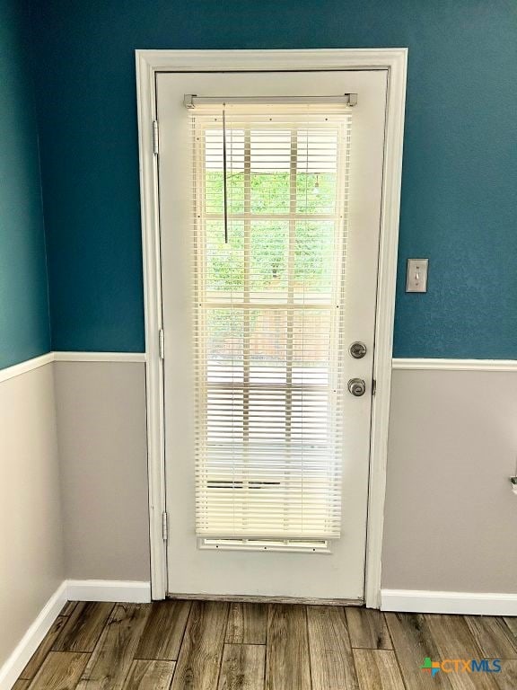 entryway featuring wood-type flooring