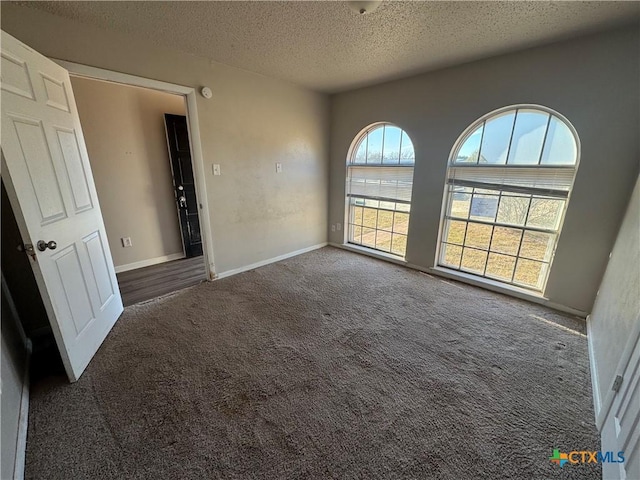 carpeted spare room featuring a textured ceiling