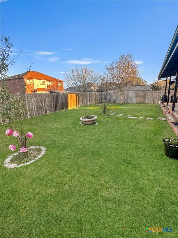 view of yard with a fenced backyard