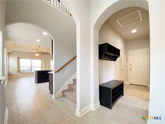 414 Field Corn Ln, San Marcos, TX 78666 - mudroom with a ceiling fan and recessed lighting