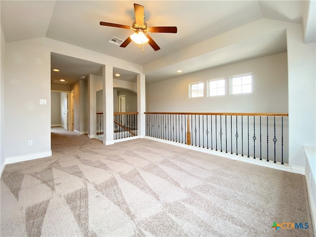 414 Field Corn Ln, San Marcos, TX 78666 - empty room with ceiling fan, carpet floors, and recessed lighting
