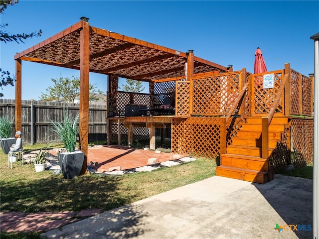 view of patio / terrace featuring a wooden deck