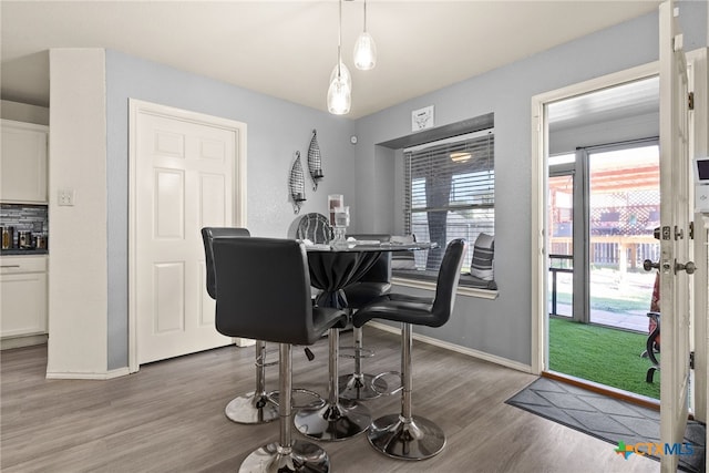 dining room with dark hardwood / wood-style flooring