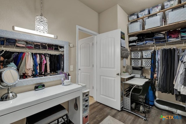 spacious closet featuring wood finished floors