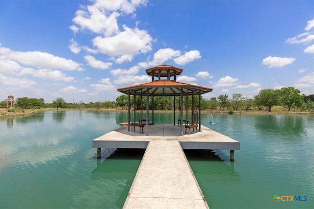 view of dock featuring a water view