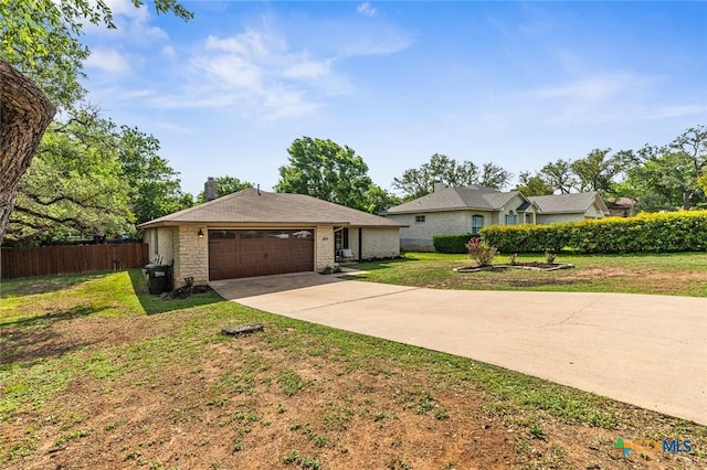404 Innwood Dr, Georgetown, TX 78628 - single story home with concrete driveway, a garage, and a chimney