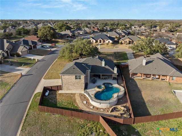 aerial view with a residential view