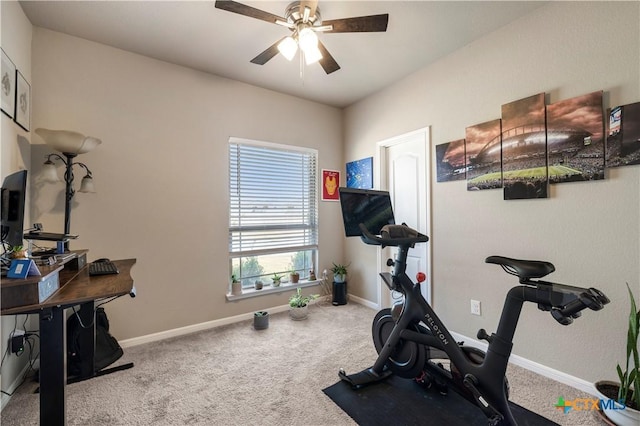 2206 Hayes St, Temple, TX 76502 - workout room with ceiling fan, carpet floors, and baseboards