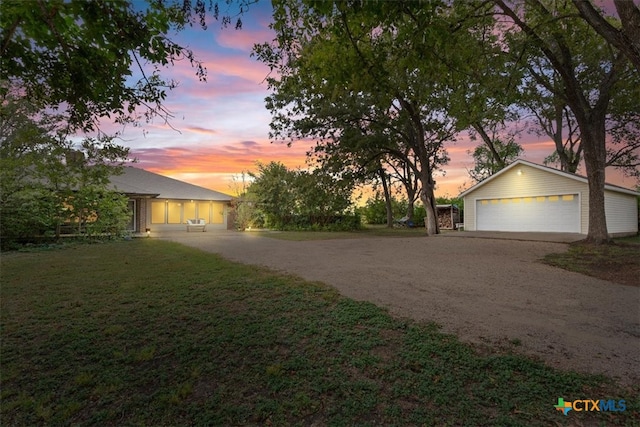 exterior space with a garage