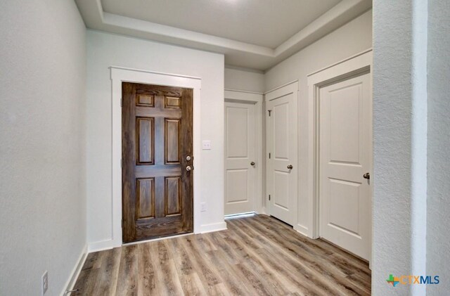 3644 Meteor Rd, New Braunfels, TX 78130 - foyer entrance featuring wood finished floors and baseboards
