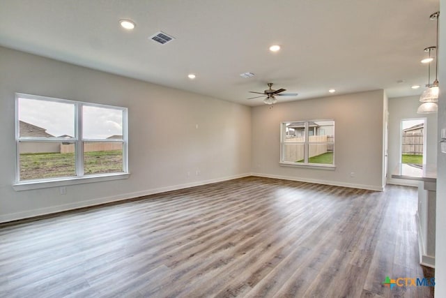 3644 Meteor Rd, New Braunfels, TX 78130 - interior space with recessed lighting, visible vents, wood finished floors, and plenty of natural light