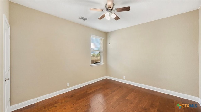 322 Wauford Way, New Braunfels, TX 78132 - unfurnished room featuring ceiling fan, baseboards, and dark wood finished floors