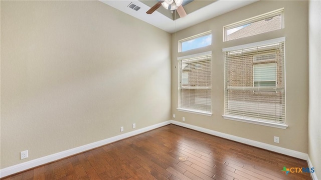 322 Wauford Way, New Braunfels, TX 78132 - unfurnished room featuring ceiling fan, baseboards, and hardwood / wood-style floors