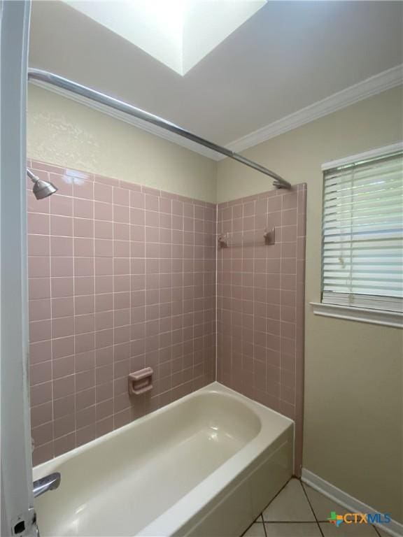 505 Sun Meadows Dr, Harker Heights, TX 76548 - full bath with ornamental molding, tile patterned flooring, and shower / tub combination
