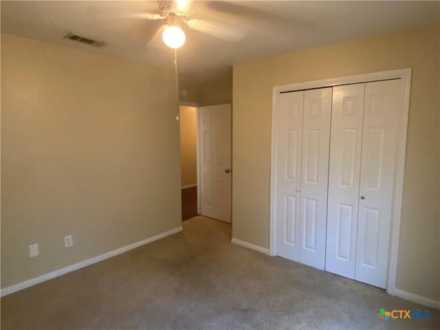 505 Sun Meadows Dr, Harker Heights, TX 76548 - unfurnished bedroom with carpet floors, a closet, baseboards, and ceiling fan