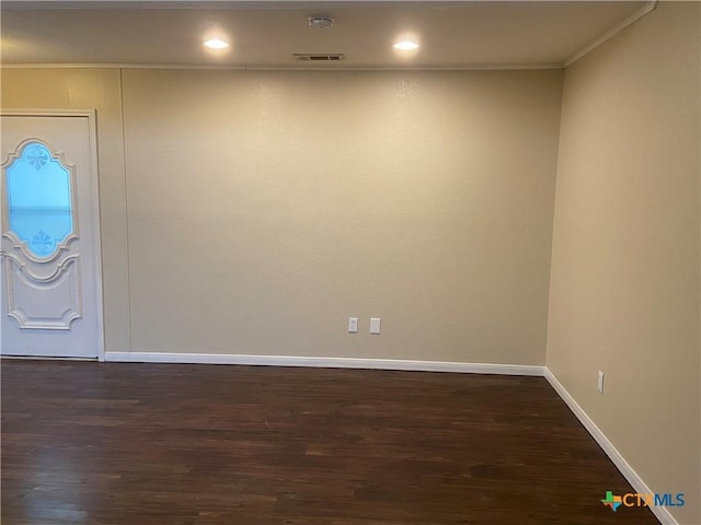 505 Sun Meadows Dr, Harker Heights, TX 76548 - entryway with crown molding, dark wood finished floors, baseboards, and recessed lighting