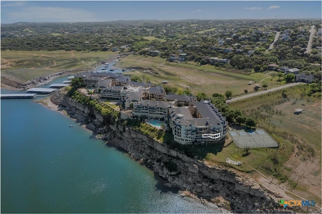 bird's eye view featuring a water view