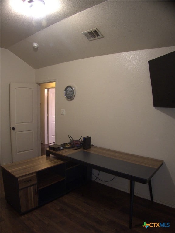 2726 Settlement Rd, Copperas Cove, TX 76522 - home office with dark wood-style flooring and lofted ceiling