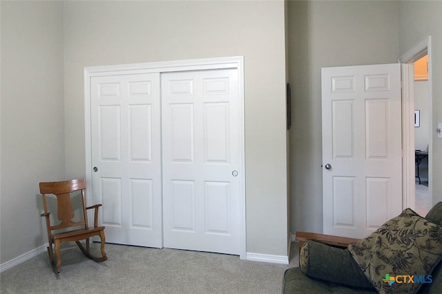 living area with carpet floors