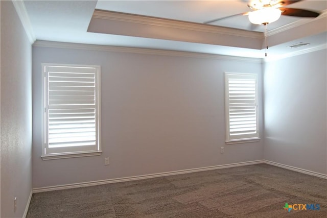 2734 Rock Rd, Troy, TX 76579 - carpeted spare room with a raised ceiling, crown molding, and ceiling fan