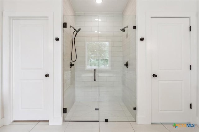 127 Cumberland Dr, Belton, TX 76513 - bathroom featuring a stall shower, tile patterned floors, and recessed lighting
