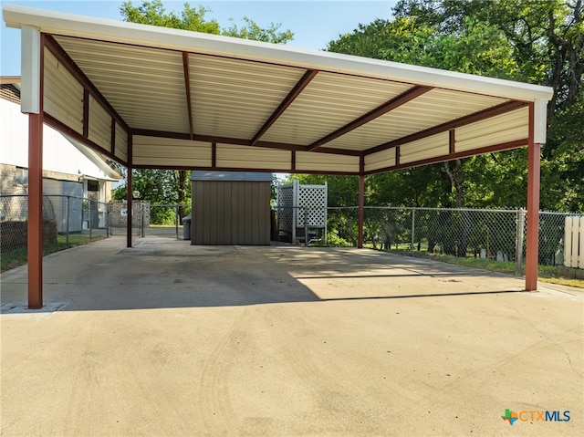 view of parking with a carport