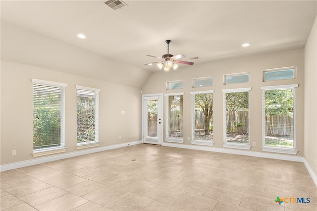 2989 Saddlehorn Dr, Seguin, TX 78155 - spare room featuring healthy amount of natural light, a ceiling fan, recessed lighting, and light tile patterned floors