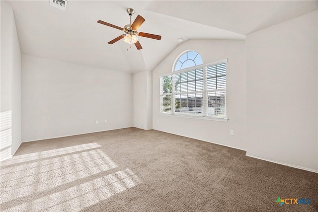 4805 Farrell Ln, Killeen, TX 76549 - carpeted spare room with ceiling fan and vaulted ceiling