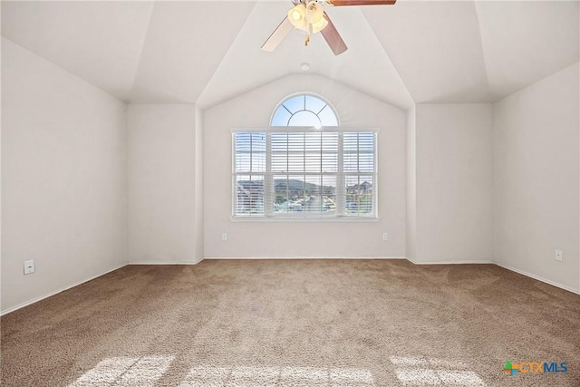 4805 Farrell Ln, Killeen, TX 76549 - carpeted empty room with ceiling fan and vaulted ceiling