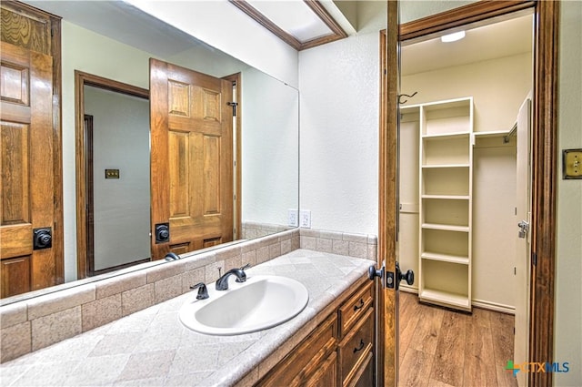 2702 Olympia Dr, Temple, TX 76502 - bathroom with vanity, wood finished floors, and a spacious closet