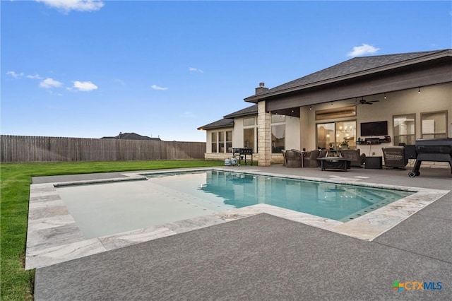 2716 Prairie Chapel Ct, Temple, TX 76502 - view of pool featuring a patio, ceiling fan, and an outdoor living space