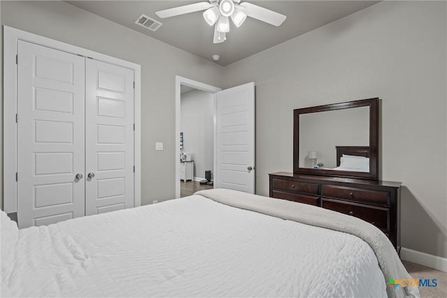 2716 Prairie Chapel Ct, Temple, TX 76502 - bedroom with baseboards, a closet, and ceiling fan