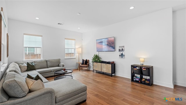 living room featuring light hardwood / wood-style floors