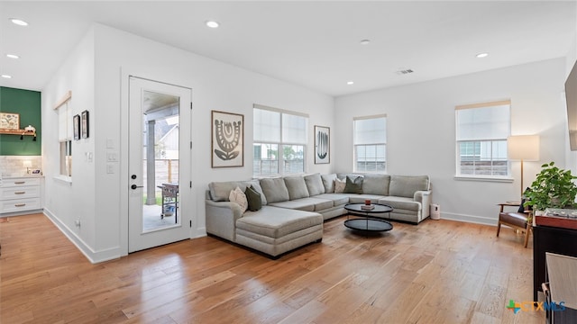 living room featuring light hardwood / wood-style floors