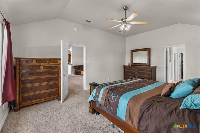 820 Thomas St, Copperas Cove, TX 76522 - bedroom with vaulted ceiling, light carpet, and ceiling fan