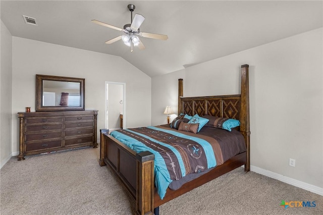 820 Thomas St, Copperas Cove, TX 76522 - carpeted bedroom featuring lofted ceiling, baseboards, ceiling fan, and ensuite bath