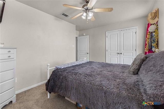 820 Thomas St, Copperas Cove, TX 76522 - bedroom featuring carpet floors, baseboards, a ceiling fan, and a closet