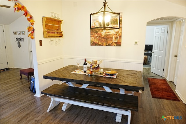 dining area featuring dark hardwood / wood-style floors