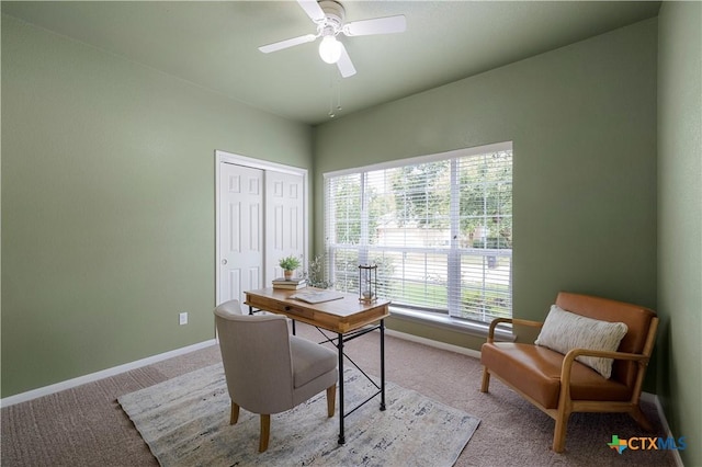 5928 Alexandria Dr, Temple, TX 76502 - home office with carpet flooring and a ceiling fan