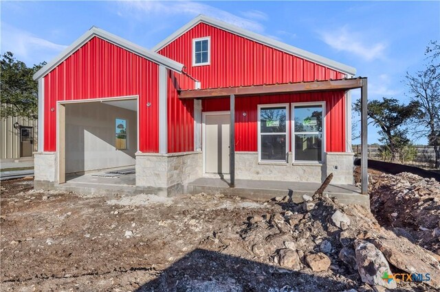 exterior space featuring a garage