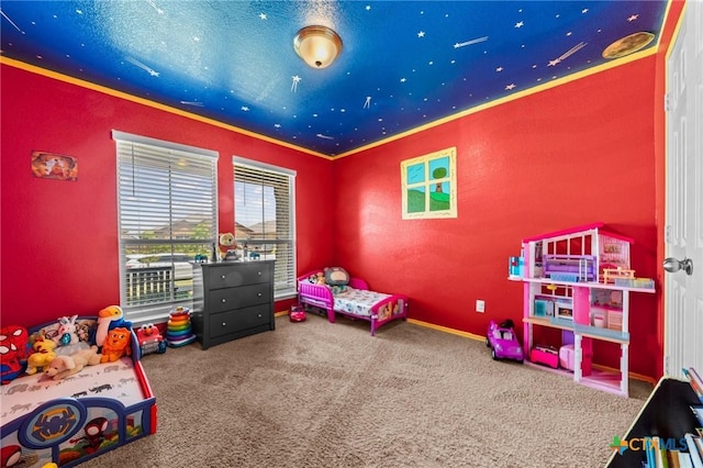 1401 Juneberry Park Dr, Temple, TX 76502 - carpeted bedroom featuring crown molding