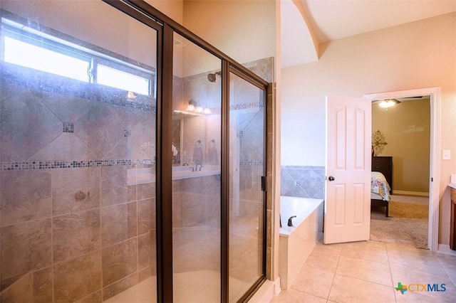 2601 Techny Dr, Harker Heights, TX 76548 - full bath with ensuite bathroom, tile patterned flooring, a bath, and a stall shower