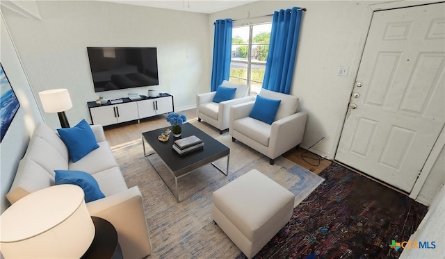 living room featuring light hardwood / wood-style floors