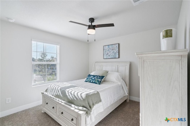 bedroom with carpet and ceiling fan