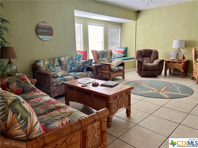 view of tiled living room