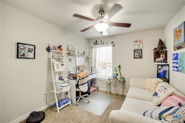 home office featuring ceiling fan